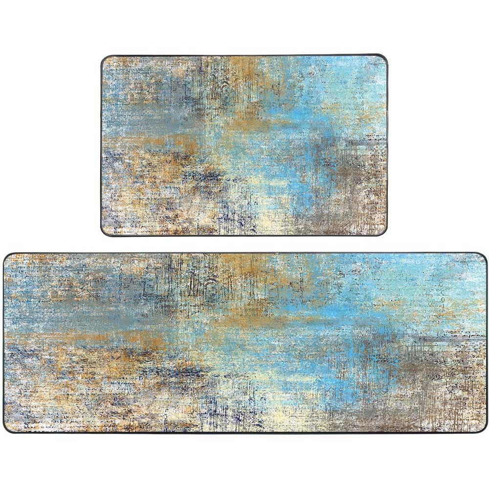 Conjunto De 2 Tapetes De Cozinha Tomwish Marrom/azul 17x48cm+17x24cm