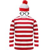 Costume Mdrock Camiseta Adulta Com Listras Vermelhas E Brancas E Acessórios