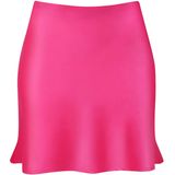 Minissaia Reaowazo Satin Ruffle Bodycon, Cintura Alta, Rosa Vermelha