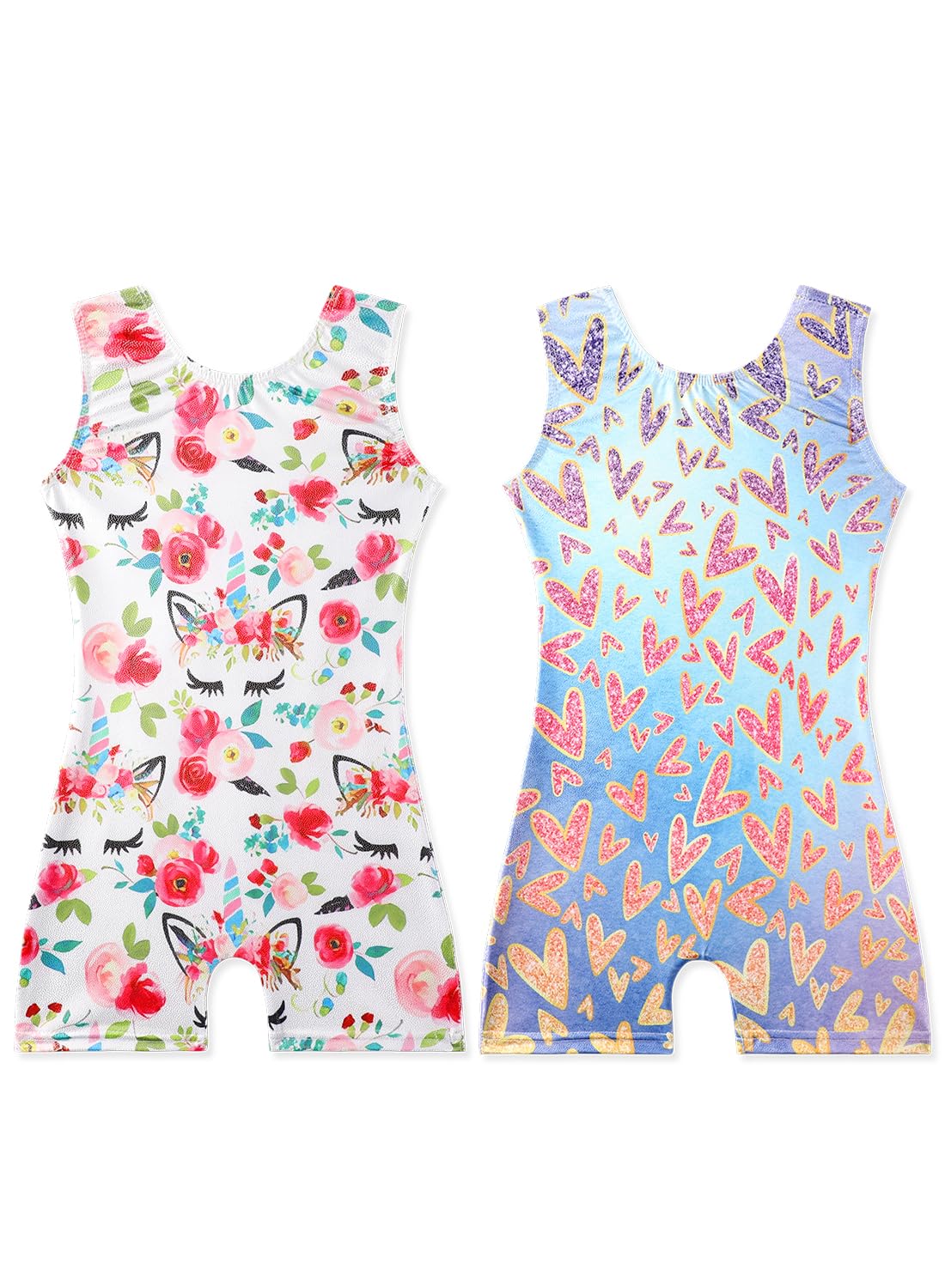 Collants De Ginástica Eqsjiu Para Meninas Com Shorts De 6 A 7 Anos, Pacote Com 2