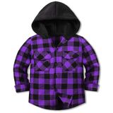 Jaqueta De Flanela Com Capuz Para Menino, Roxo Cromante, Preto