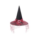 Chapéu De Bruxa Century Star Para Mulheres Vermelho De Halloween Com Véu