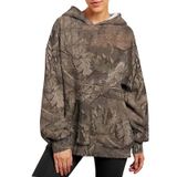 Moletom Feminino Com Capuz Csybyw Camo Oversized Coffee