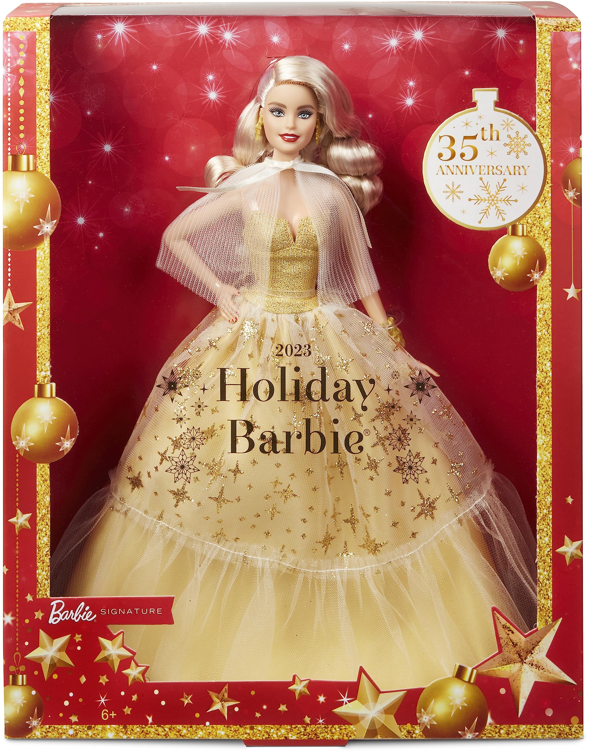 Boneca Barbie Signature 2023, Cabelo Loiro Natalino Com Vestido