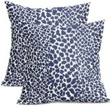 Capas De Travesseiro Kawani Azul Marinho E Branco Cheetah 60x60cm Conjunto De 2
