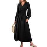 Vestido Feminino Blencot, Casual, Com Babados, Decote Em V, Em Camadas, Preto Esvoaçante