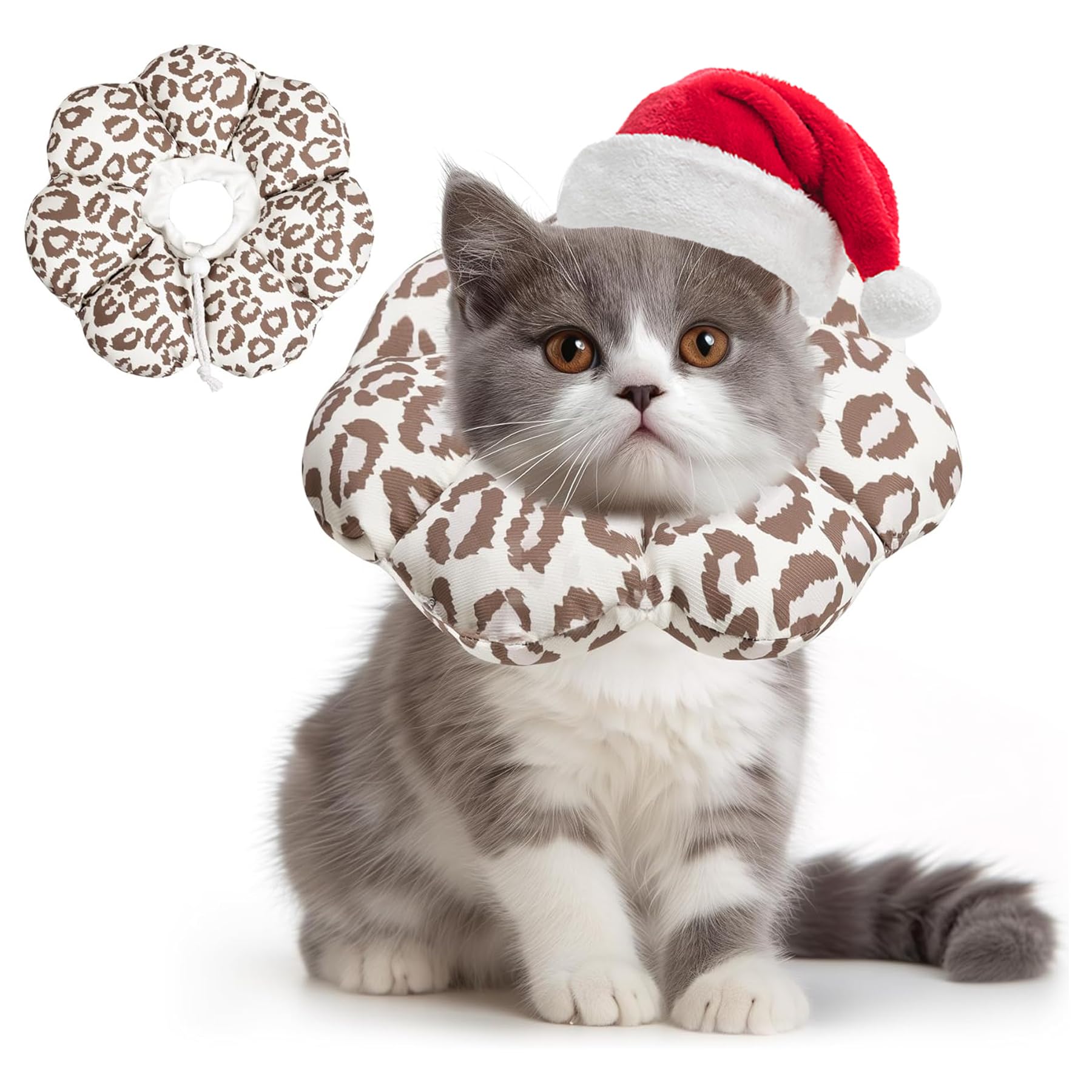 Coleira Cone Cat Comsaf Soft E-cat Recovery Brown Leopard