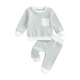 Conjunto De Roupas Zaxarra Baby Boy Waffle Sweatshirt Com Calças 6-12m