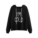 Pulôver Feminino De Manga Comprida Sweatyrocks Com Capuz Preto Xs