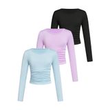 Camiseta Feminina Clothing Soly Hux De 3 Peças Com Gola Redonda E Manga Comprida