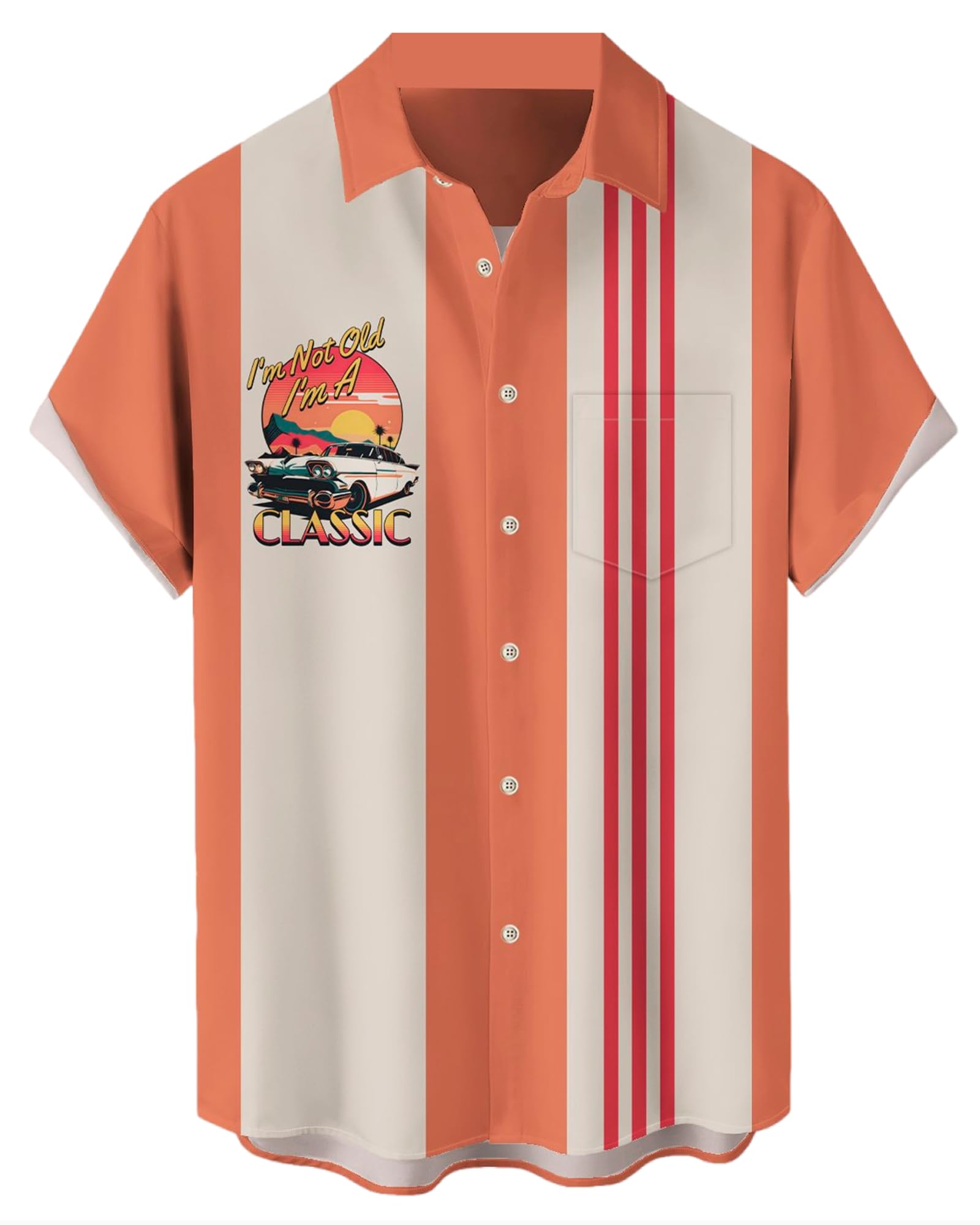 Camisas De Boliche Ybhuo Vintage Muscle Car Print Para Homens