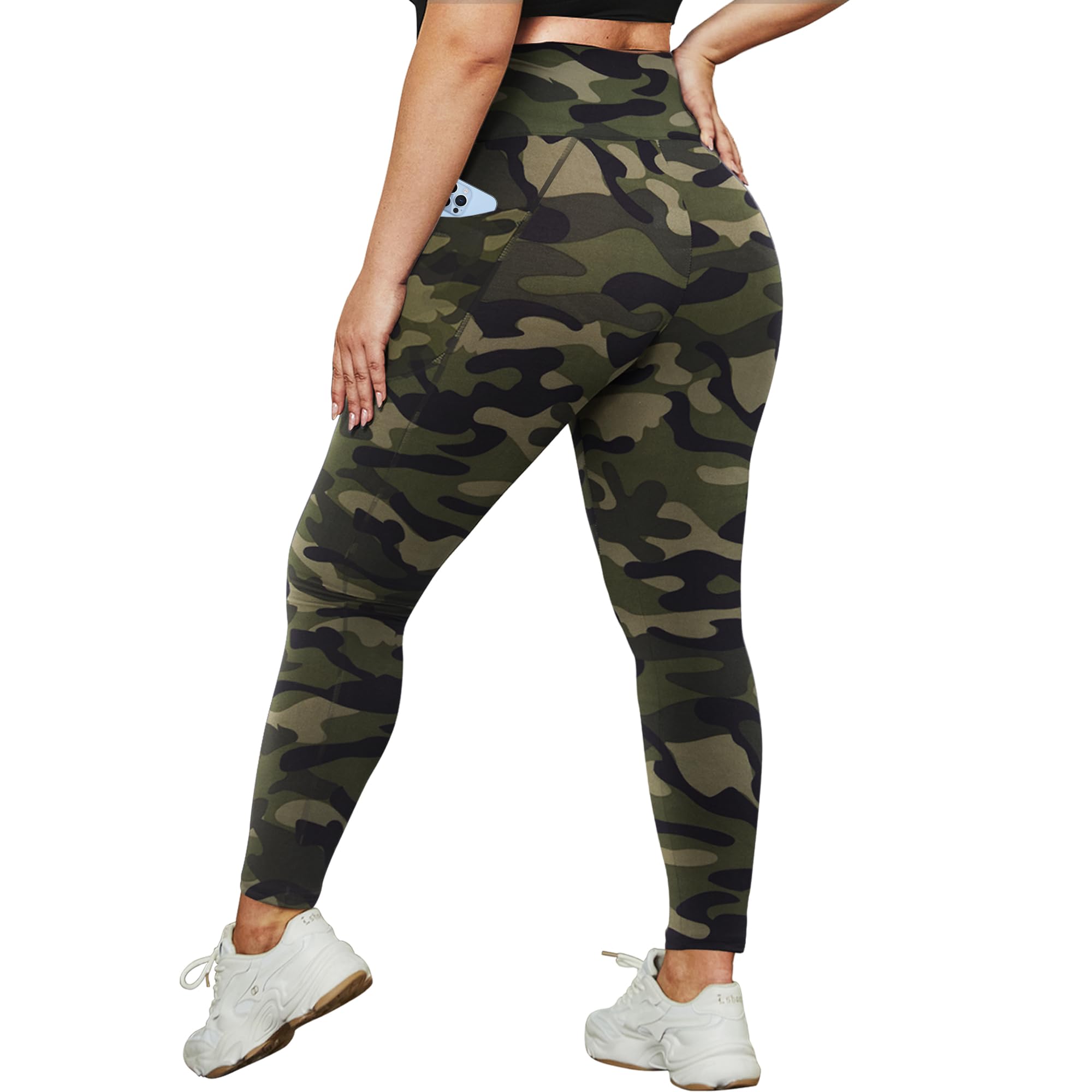 Leggings Hltpro Plus Size Com Bolsos Para Mulheres Pretas