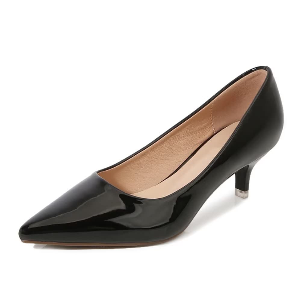 Pumps Stunner Classic Fashion, Bico Fino, Salto De Gatinho, Preto