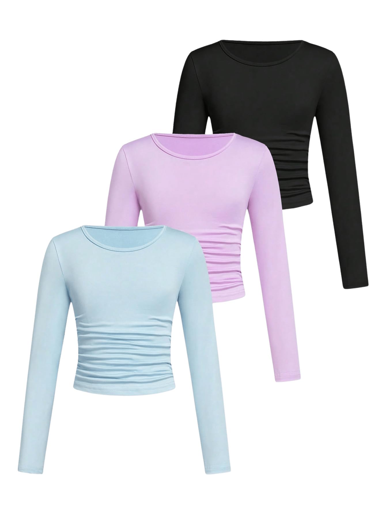 Camiseta Feminina Clothing Soly Hux De 3 Peças Com Gola Redonda E Manga Comprida