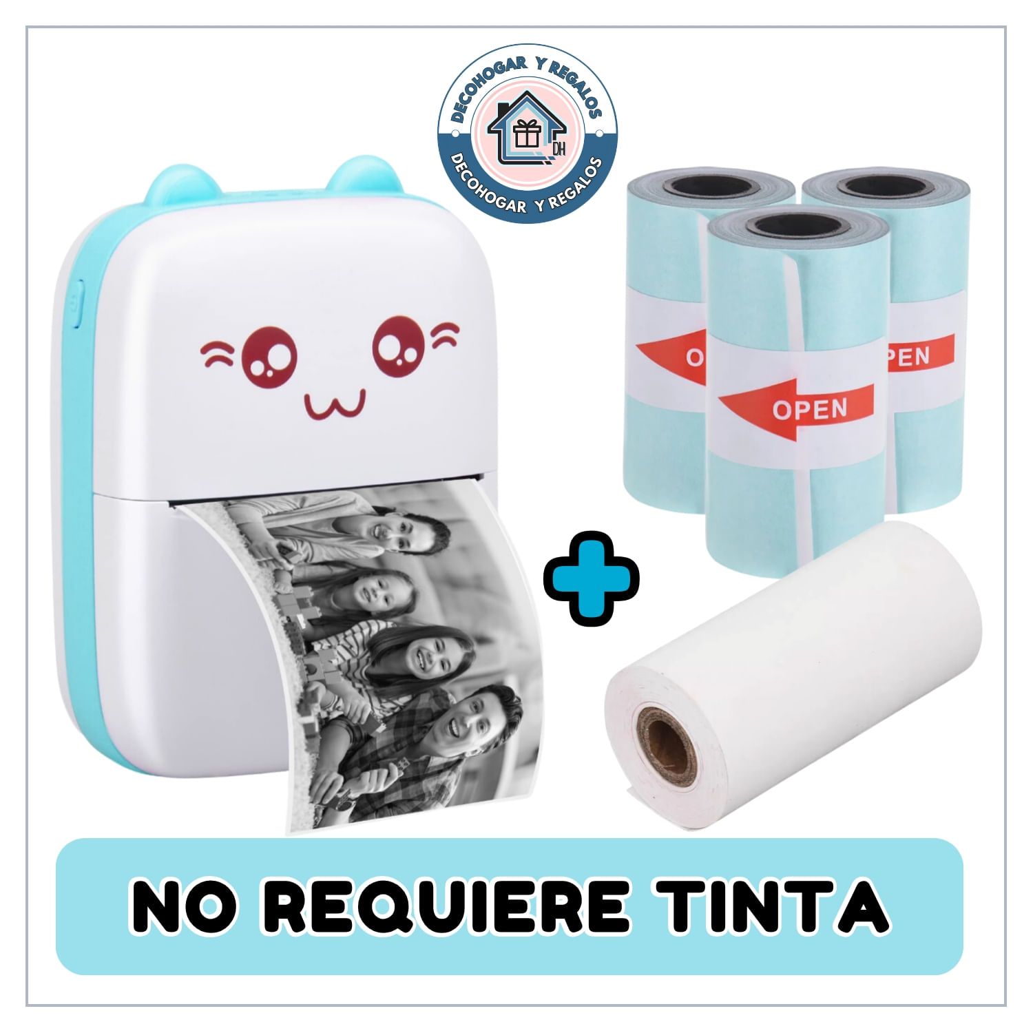 Impressora Térmica Bluetooth Portátil Mini + 3 Rolos Adesivos