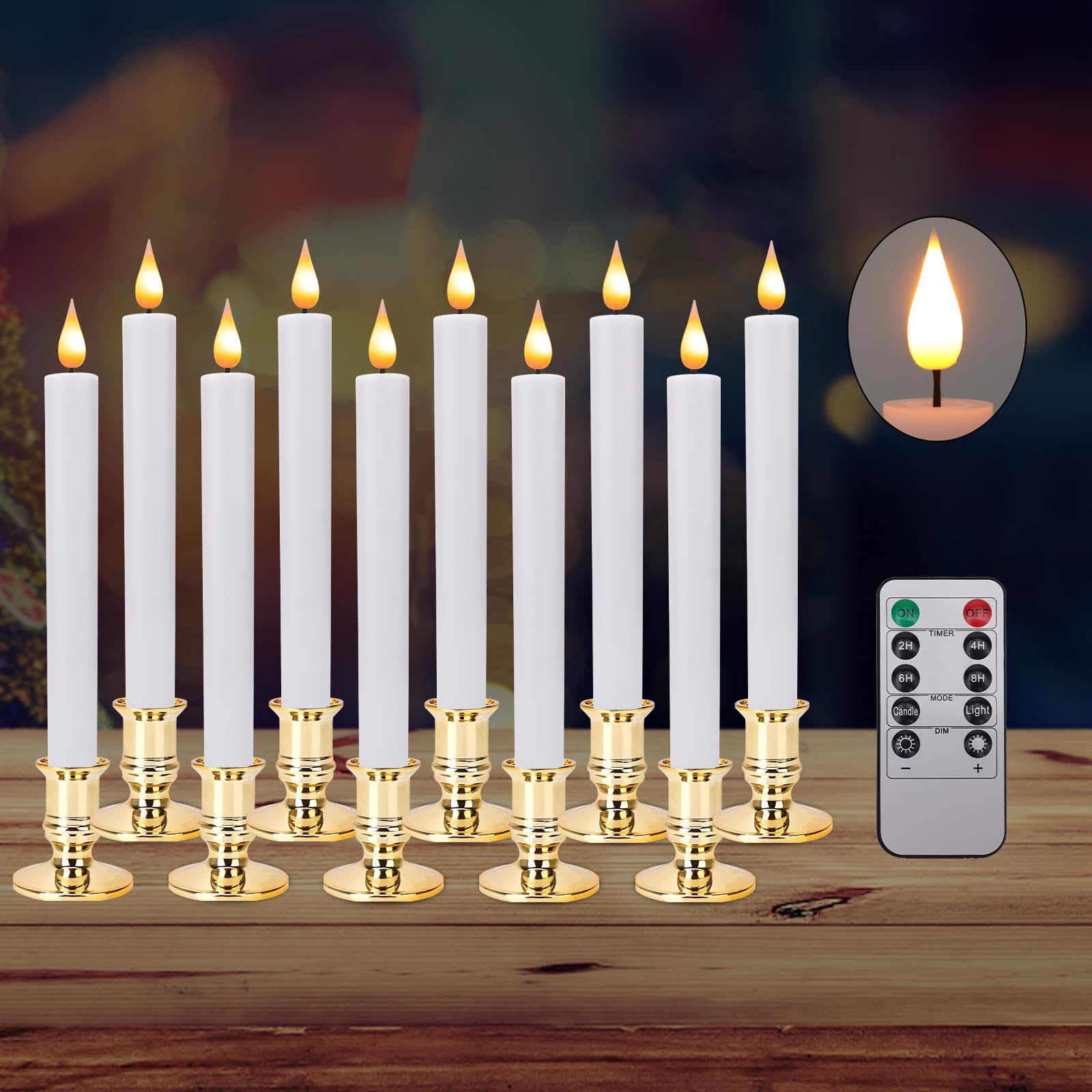 Velas De Janela Sem Chama Bolamp Led Com Temporizador Remoto, 10 Unidades