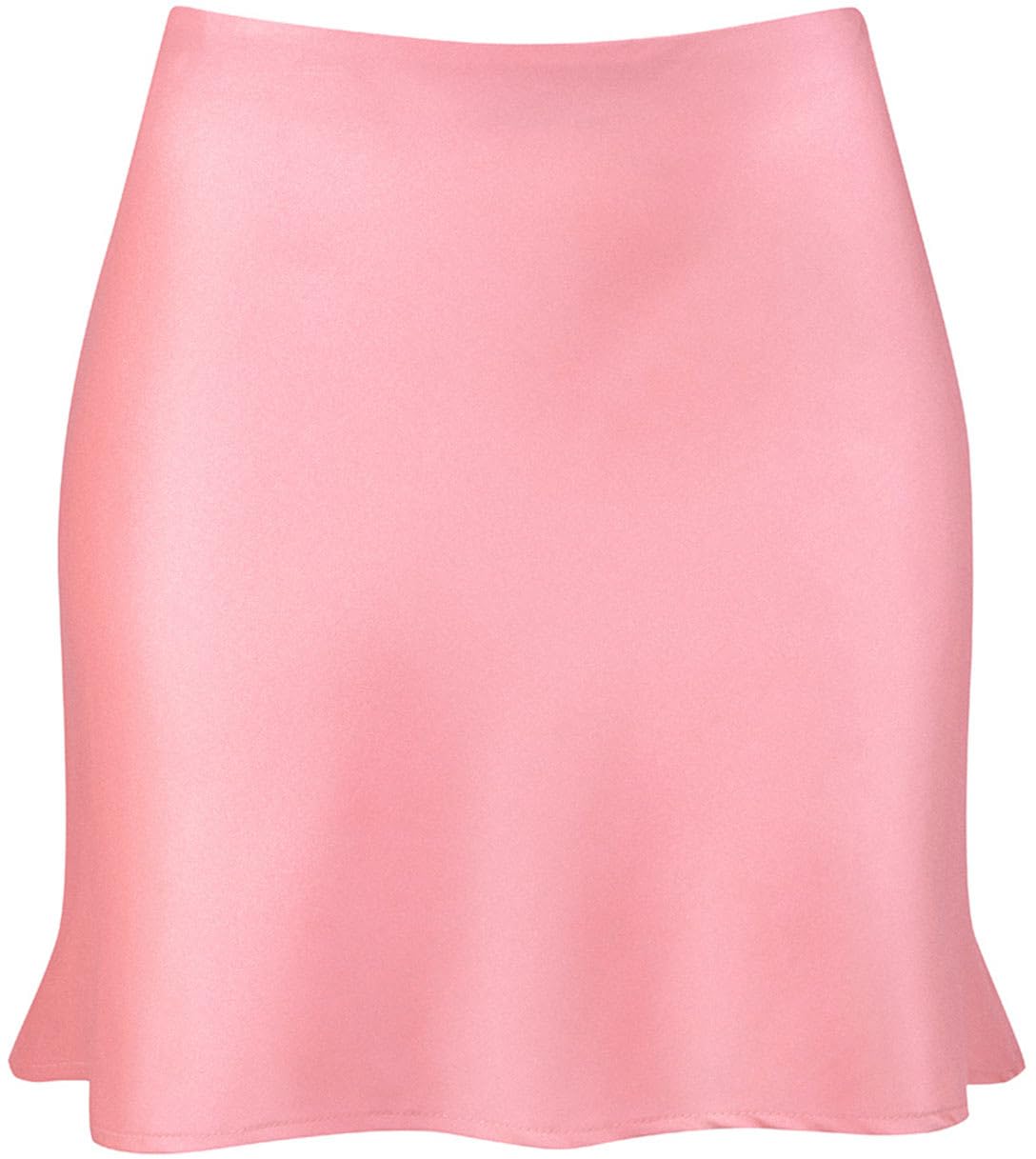 Minissaia Reaowazo Satin Ruffle Bodycon, Cintura Alta, Rosa, Feminina