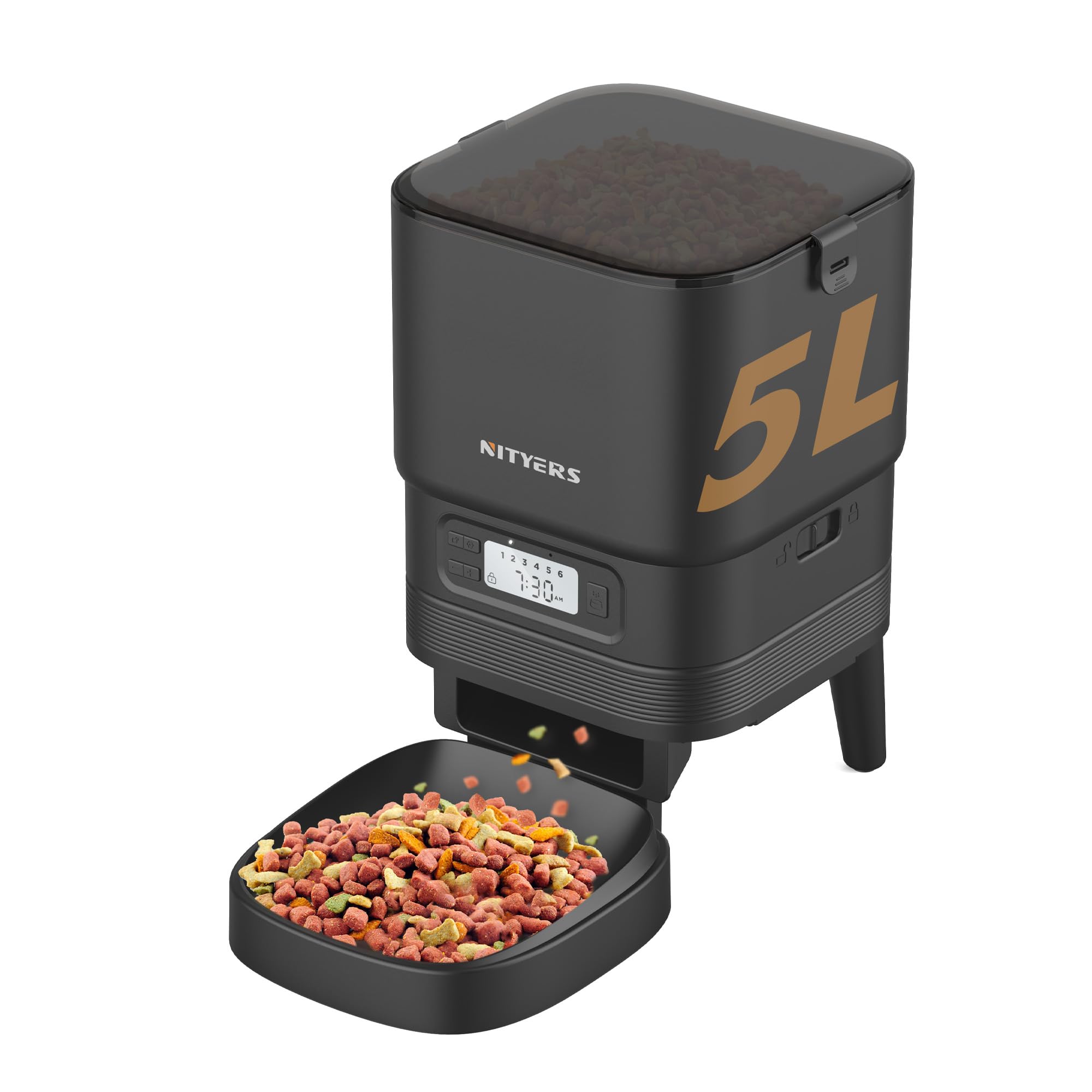 Alimentador Automático Para Gatos Nityers 5l Com Dispensador E Armazenamento De Alimentos