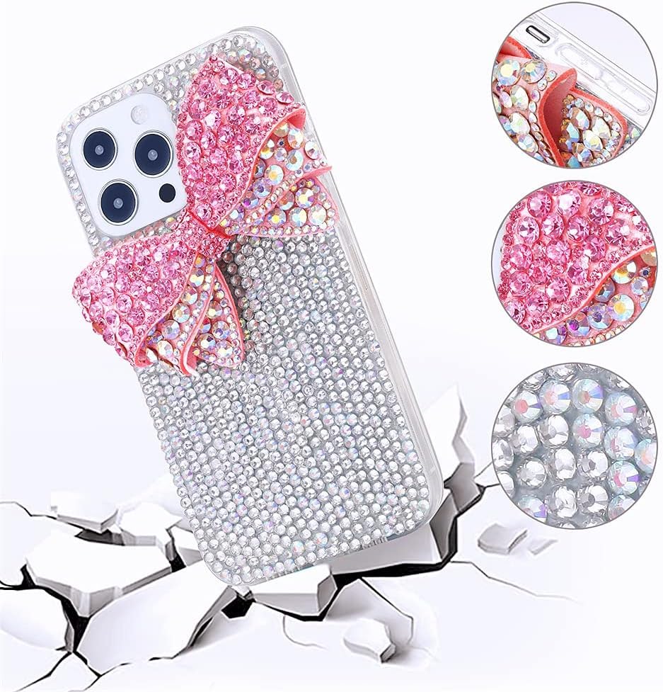Capa De Telefone Max-abc Para Iphone 16 De 6,1 Polegadas Com 3d Bow Diamond