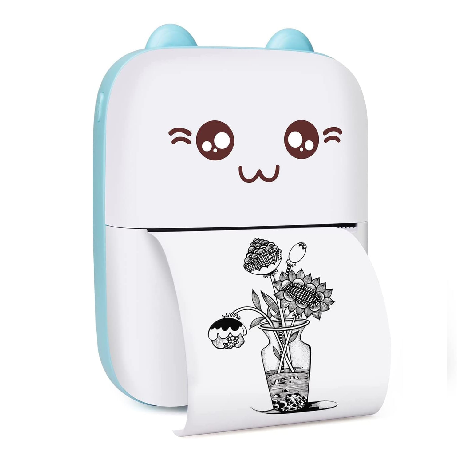 Impressora Térmica Portátil Bluetooth Azul Com Papel 57x25mm