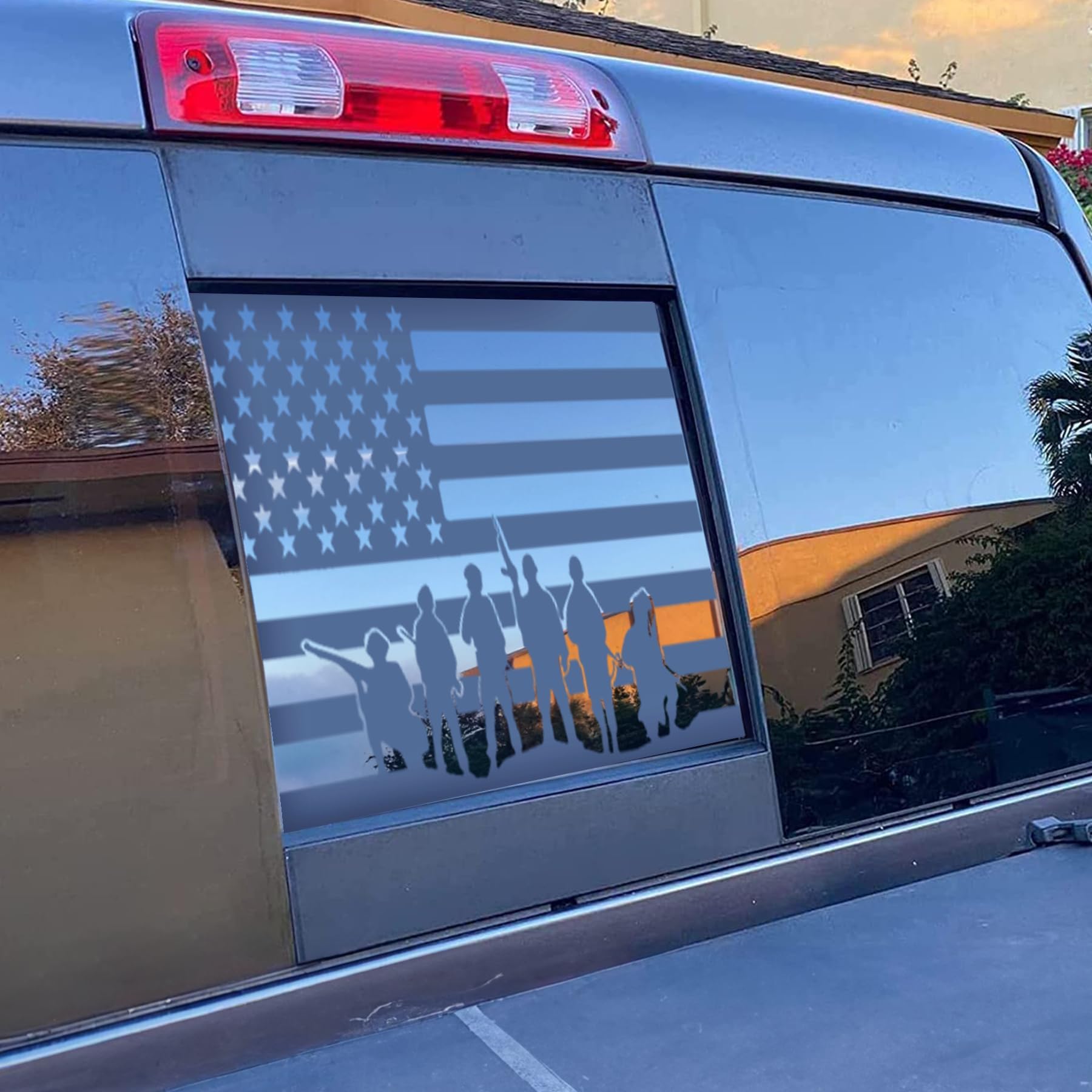 Decalques Com Bandeira Americana Na Janela Central Traseira Para Chevy Silverado