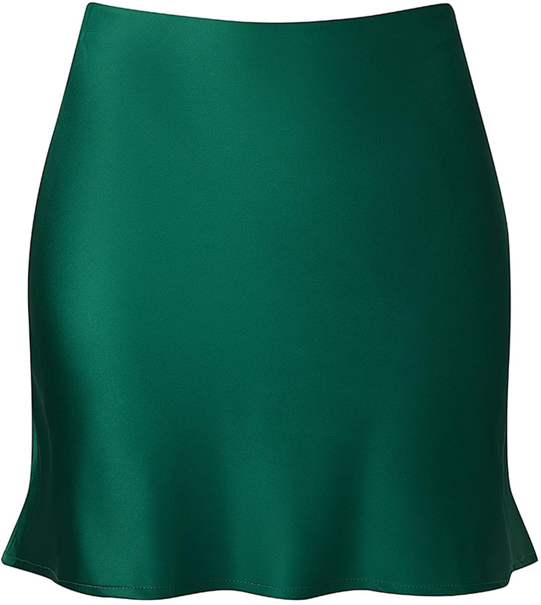 Minissaia Reaowazo Satin Ruffle Bodycon, Cintura Alta, Verde Xxl