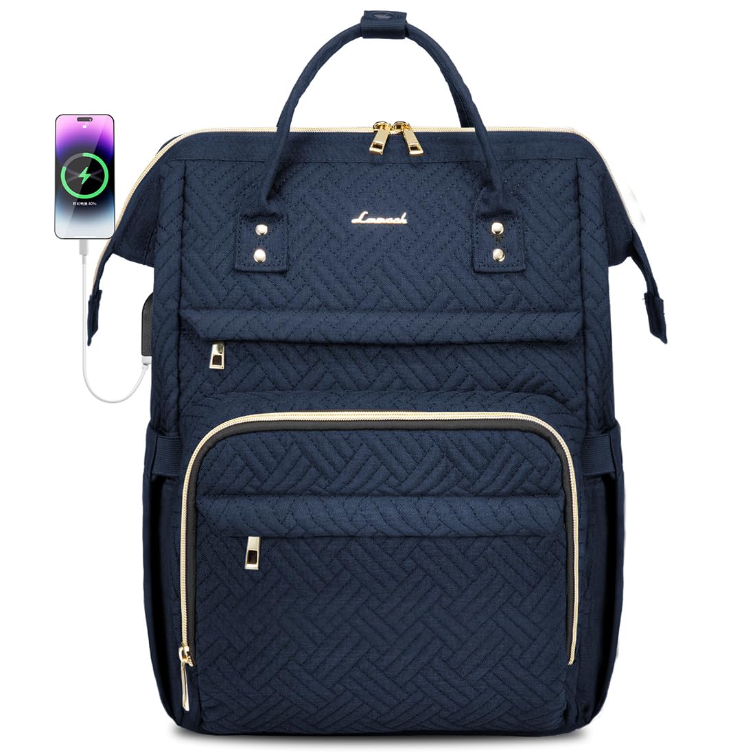 Mochila Para Laptop Lovevook Para Mulheres De 15,6" Impermeável Azul Escuro