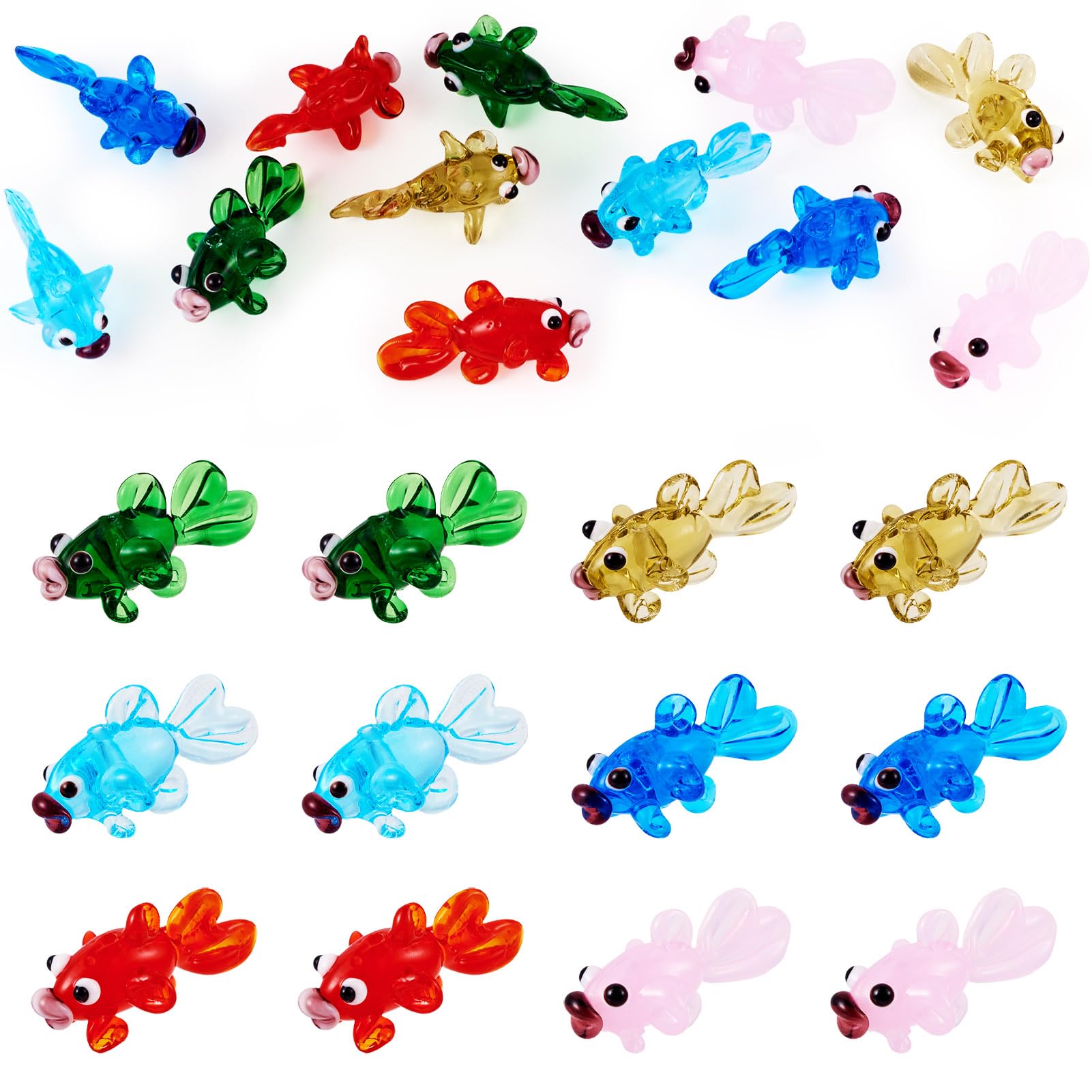 Beads Fashewelry Goldfish Lampwork Glass 6 Cores, 12 Unidades