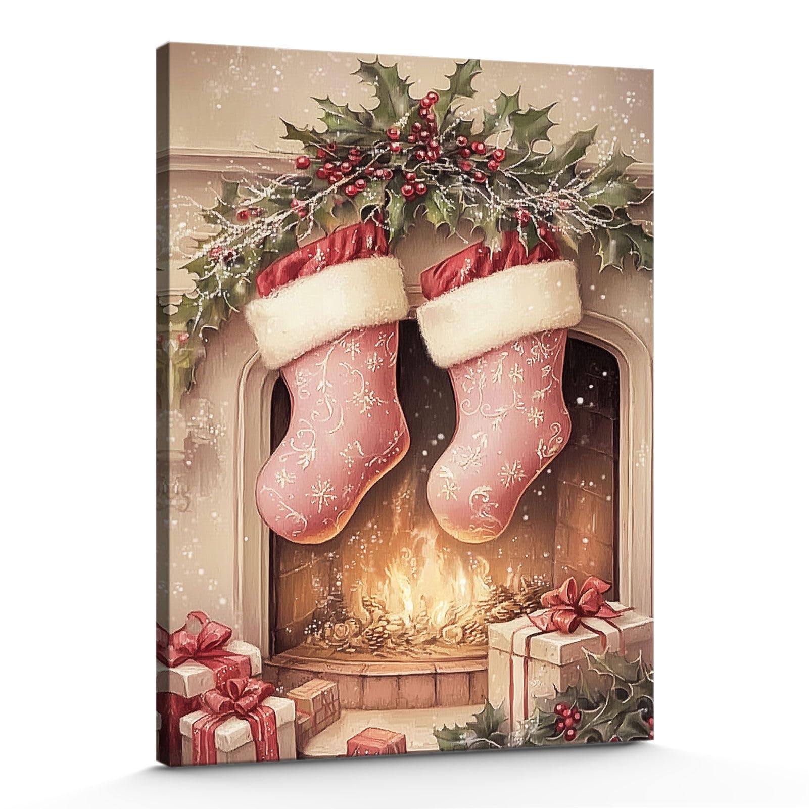 Meias De Natal Wall Art Gspqaz Cozy Vintage 30x45cm