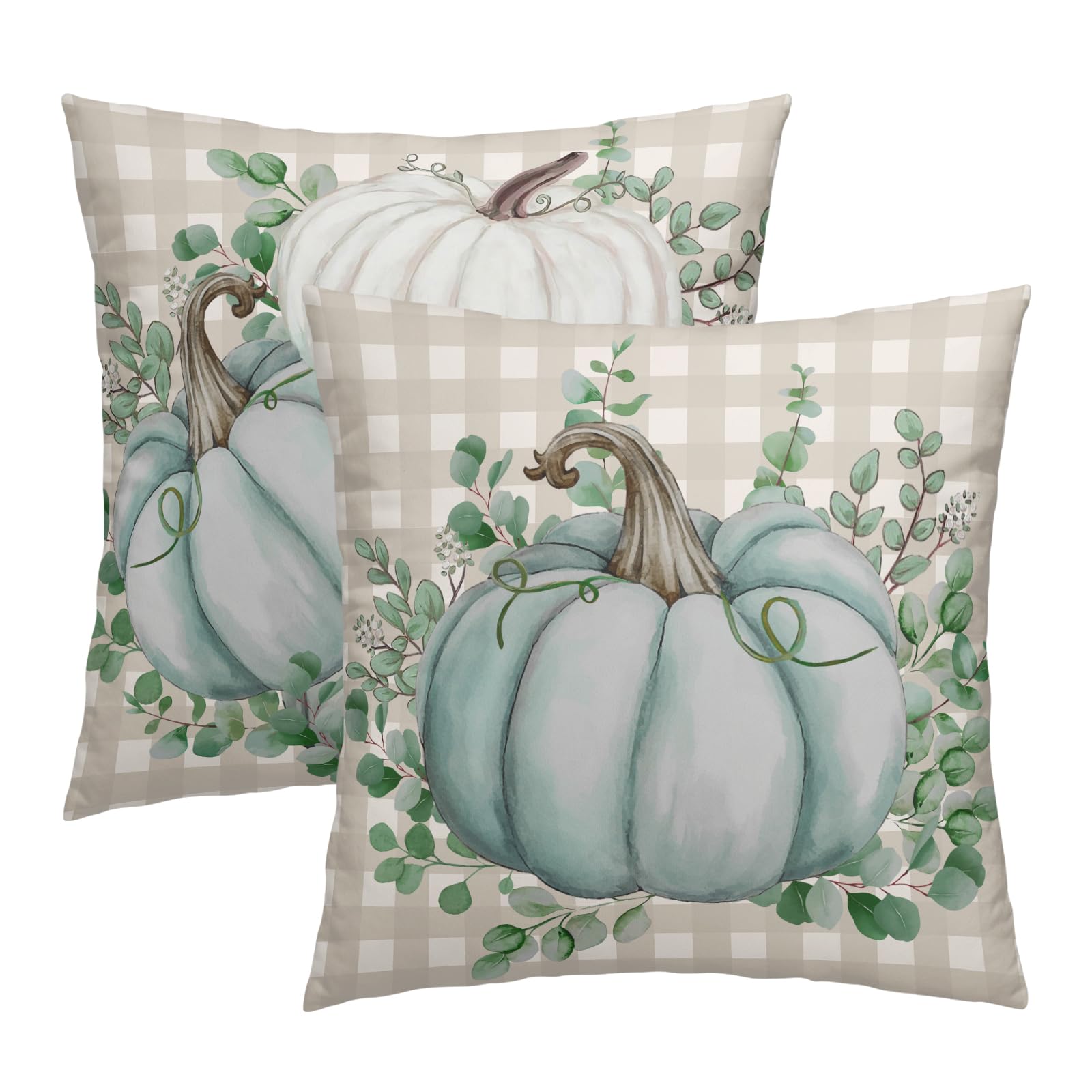 Capas De Travesseiro Kawani Fall 60x60cm, Conjunto De 2 Abóboras Azuis