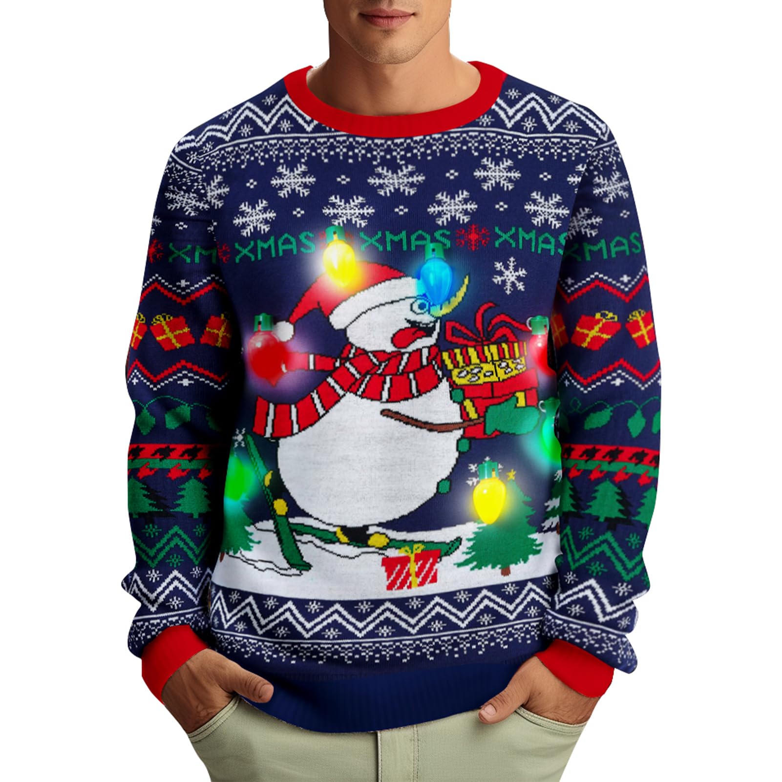 Suéter De Natal Zengents Light Up Tricot Pulôver Masculino - Carrefour