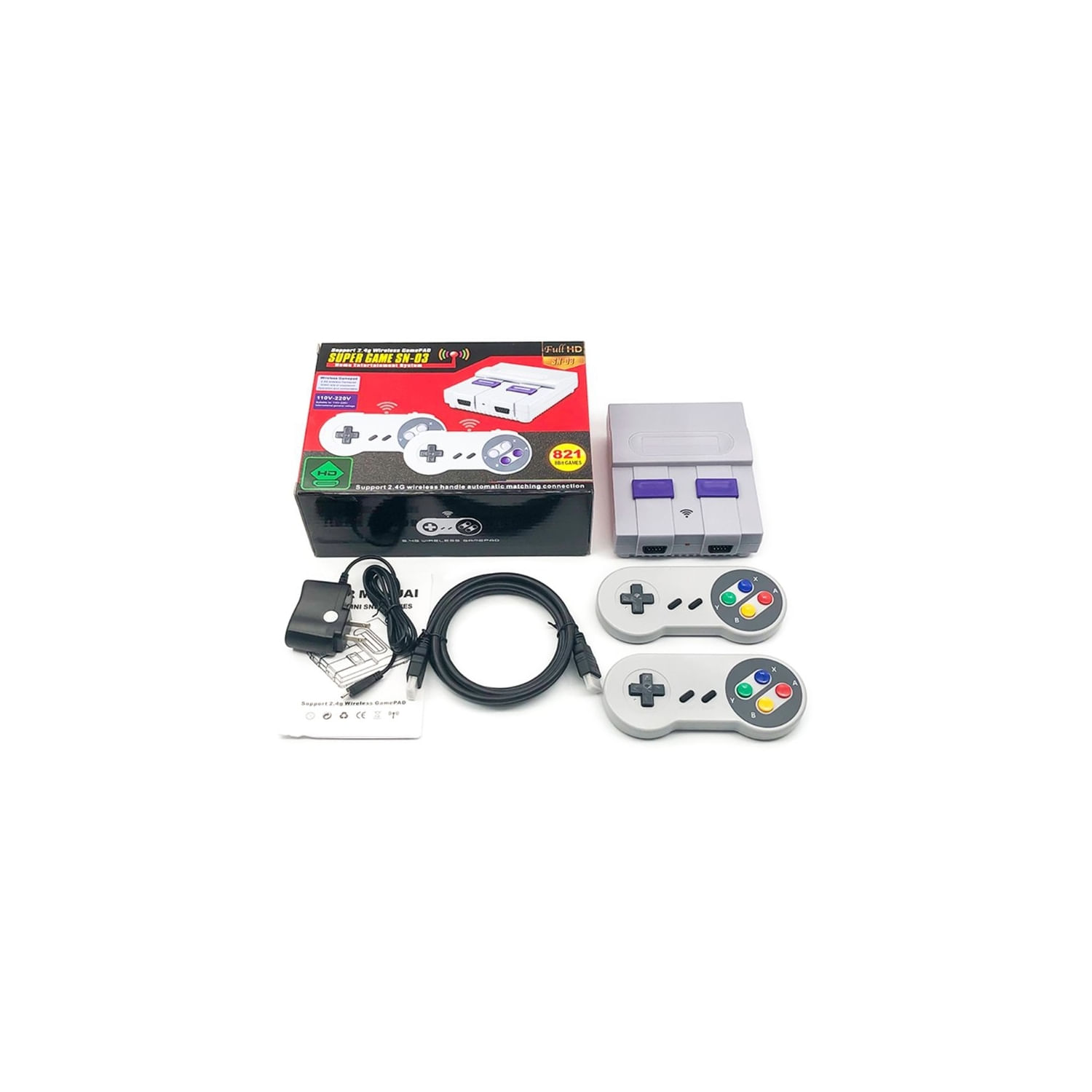 Console De Videogame Retro Portátil Hd Hdmi Nes Sfc Com 821 Gam