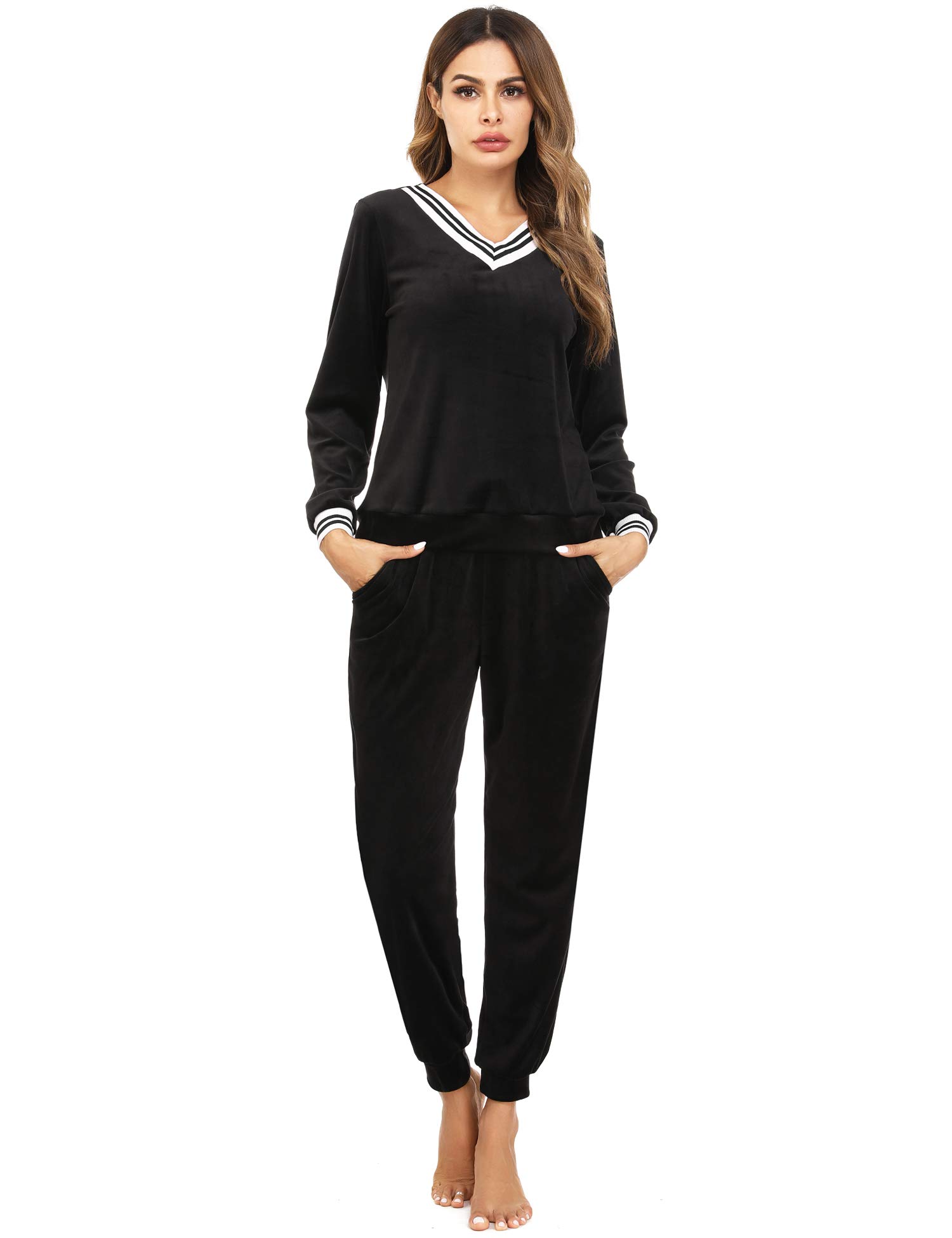 Track Suits Irevial Para Mulheres Crushed Velvet Black S