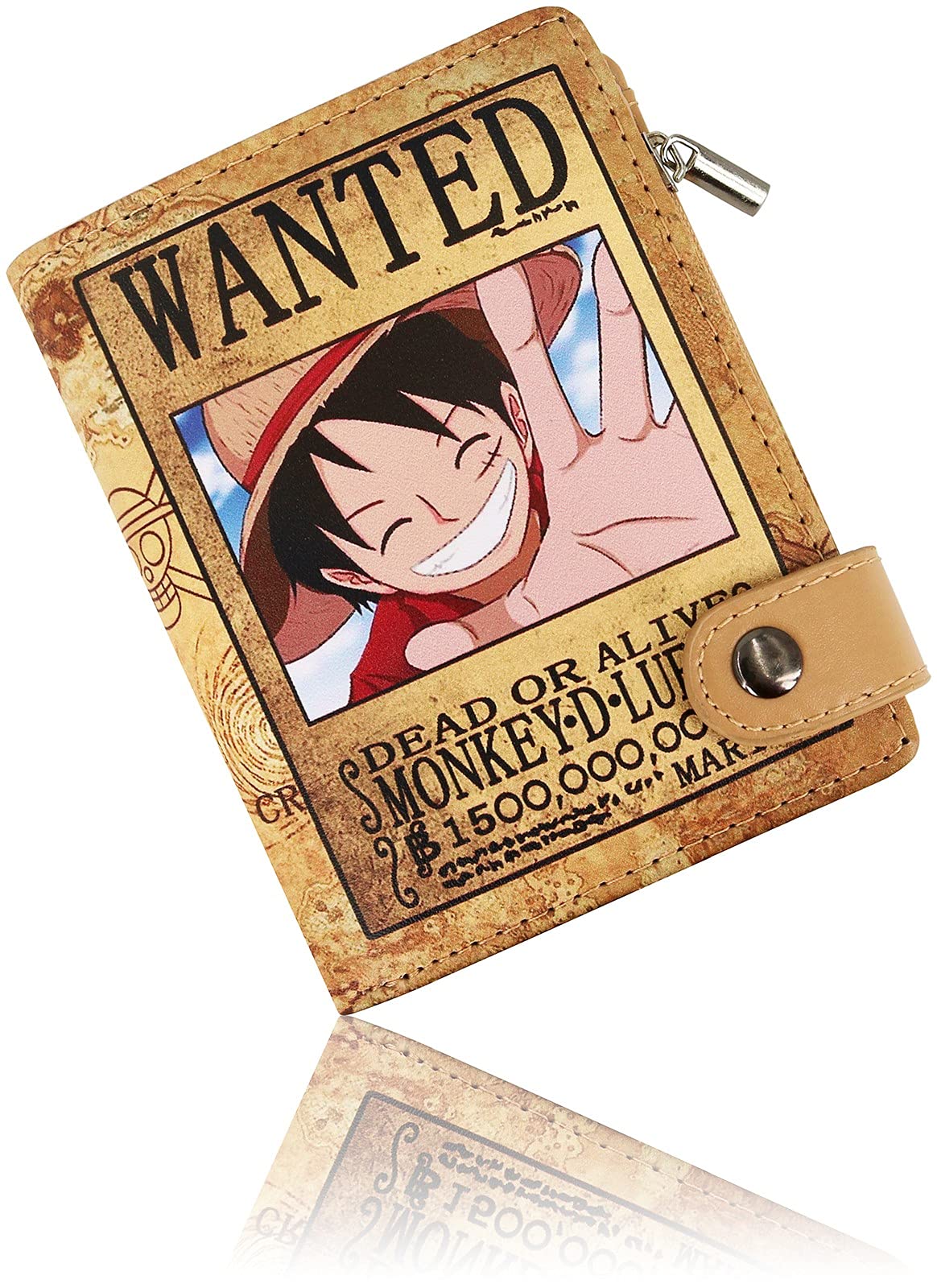 Carteira Roffatide Anime Luffy Para Meninos De Couro Sintético Cáqui