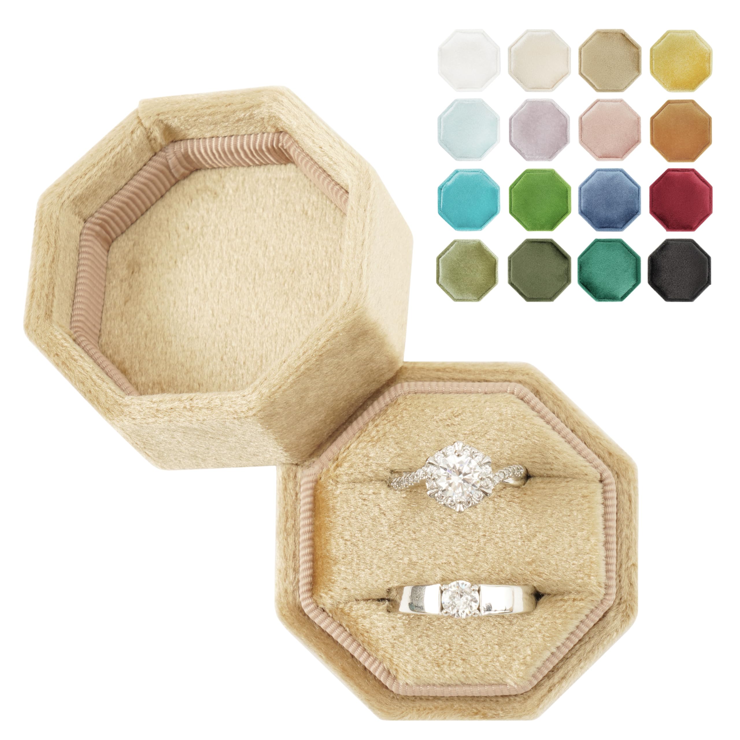 Caixa De Anel Vacfulliven Velvet Wedding 2 Slots Em Estilo Vintage