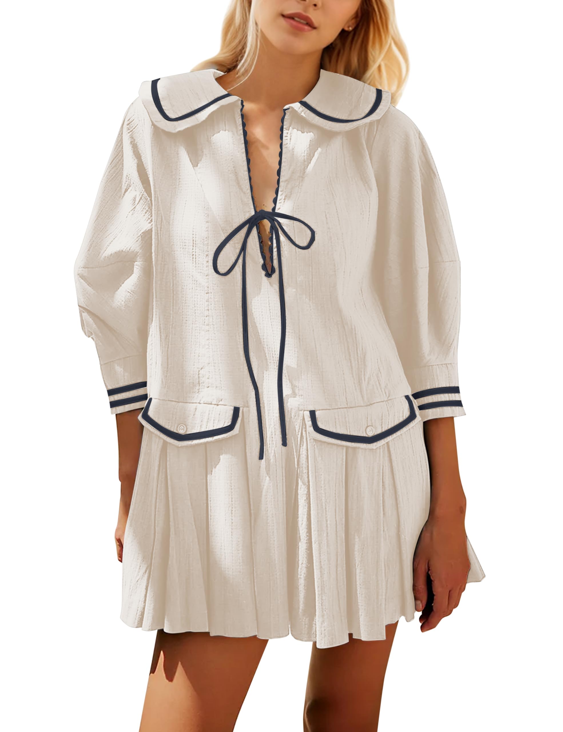 Minivestido Feminino Icobid Fofo Com Gravata Borboleta Aberta Na Frente Branca