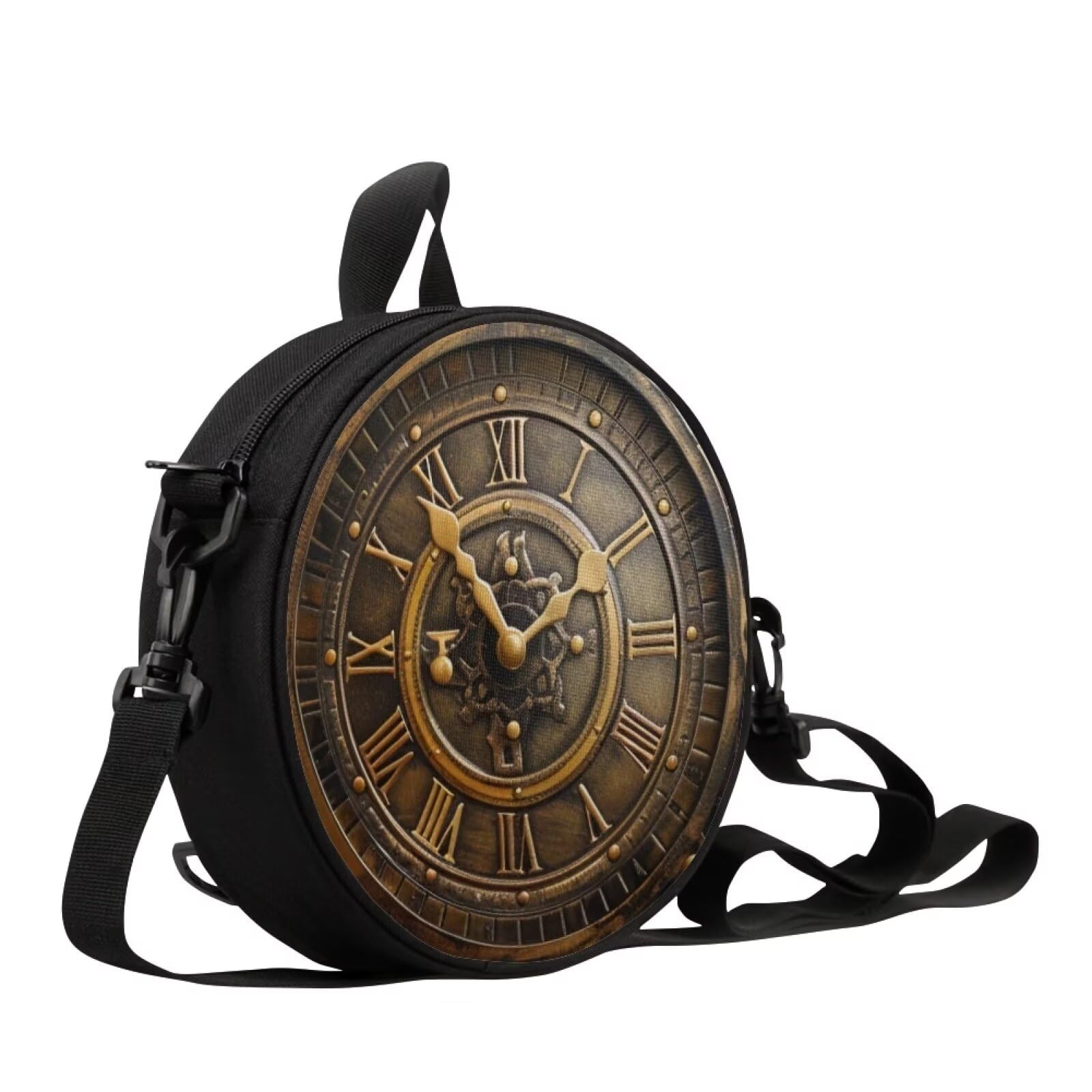 Bolsa Sannovo Circle Crossbody Clock Estampada Marrom Para Mulheres