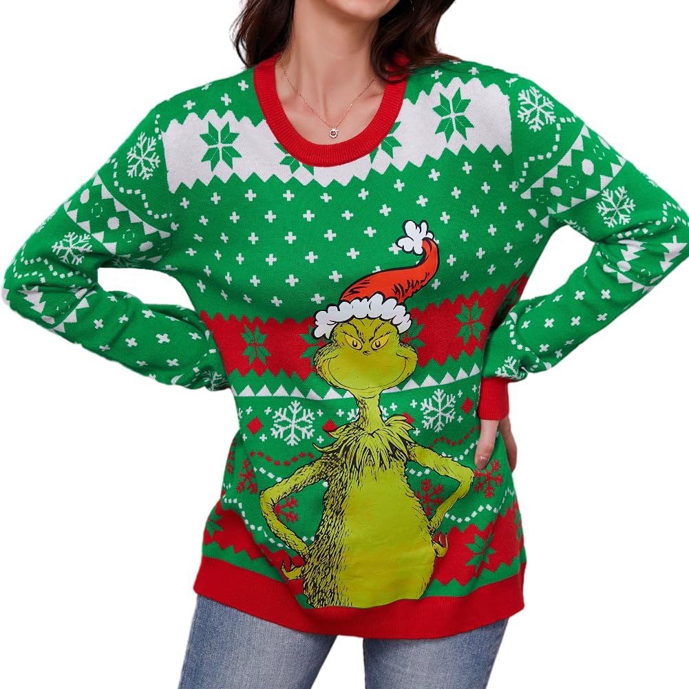 Suéter De Natal Peuiome Grinch Ugly Couples Com Gola Redonda