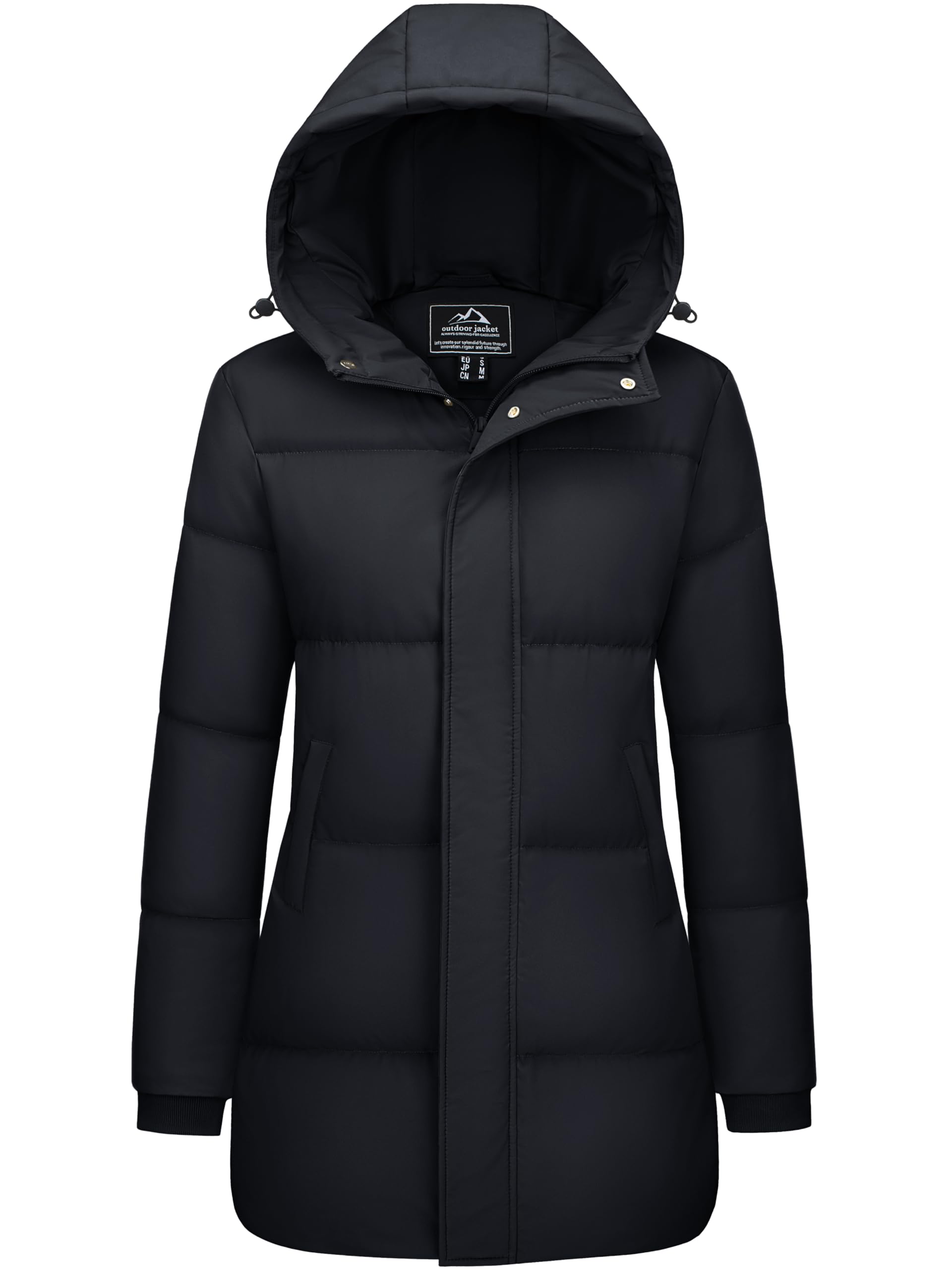 Jaqueta Acolchoada Feminina Magcomsen, Comprida, Preta, De Inverno, S