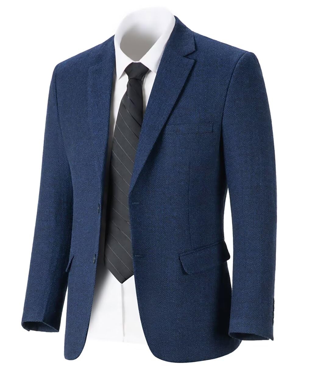 Paletó Blazer Herringbone Tweed Wool Blend Azul Marinho 3gg