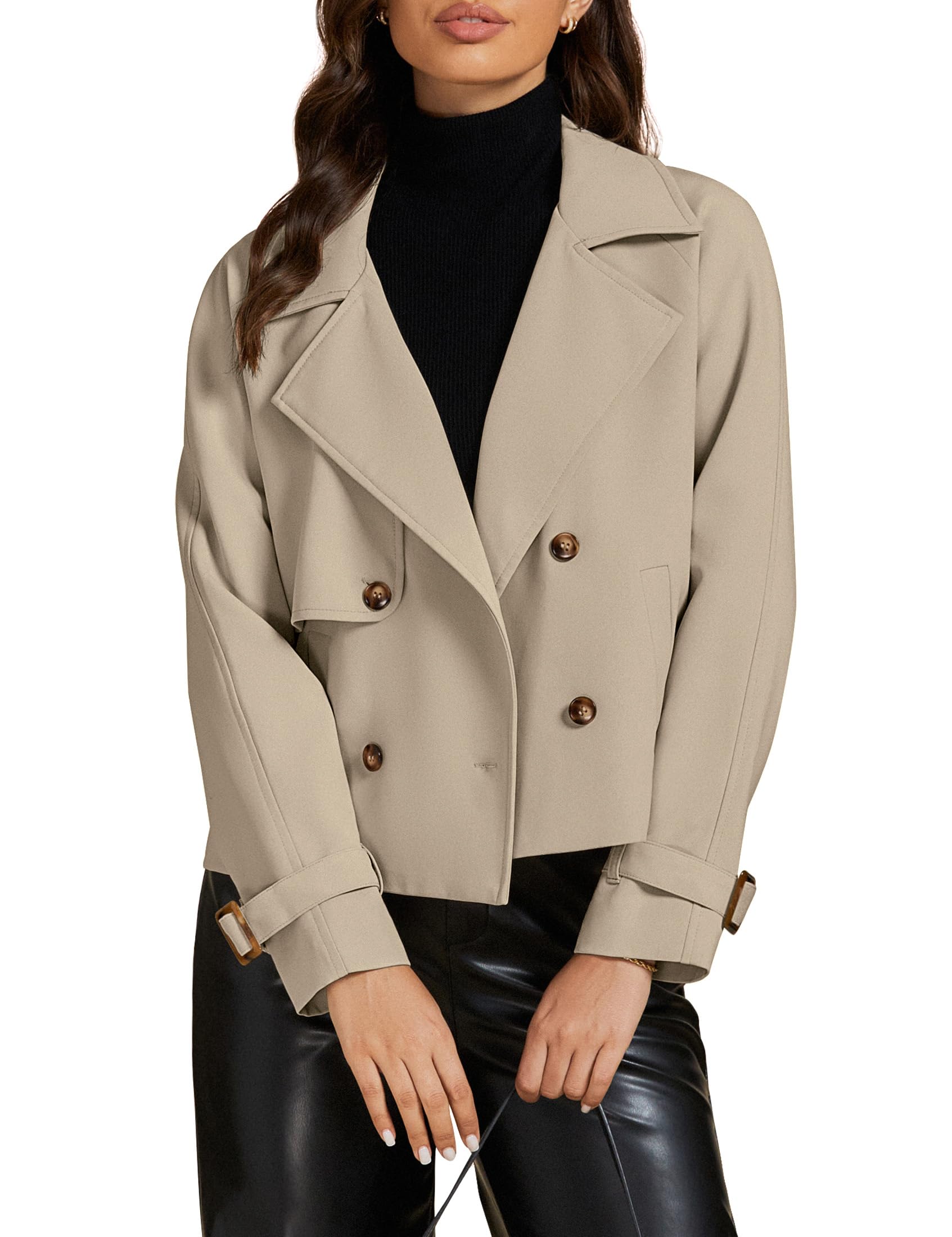 Casaco Luvamia Cropped Trench Coat Para Mulheres Light Taupe S