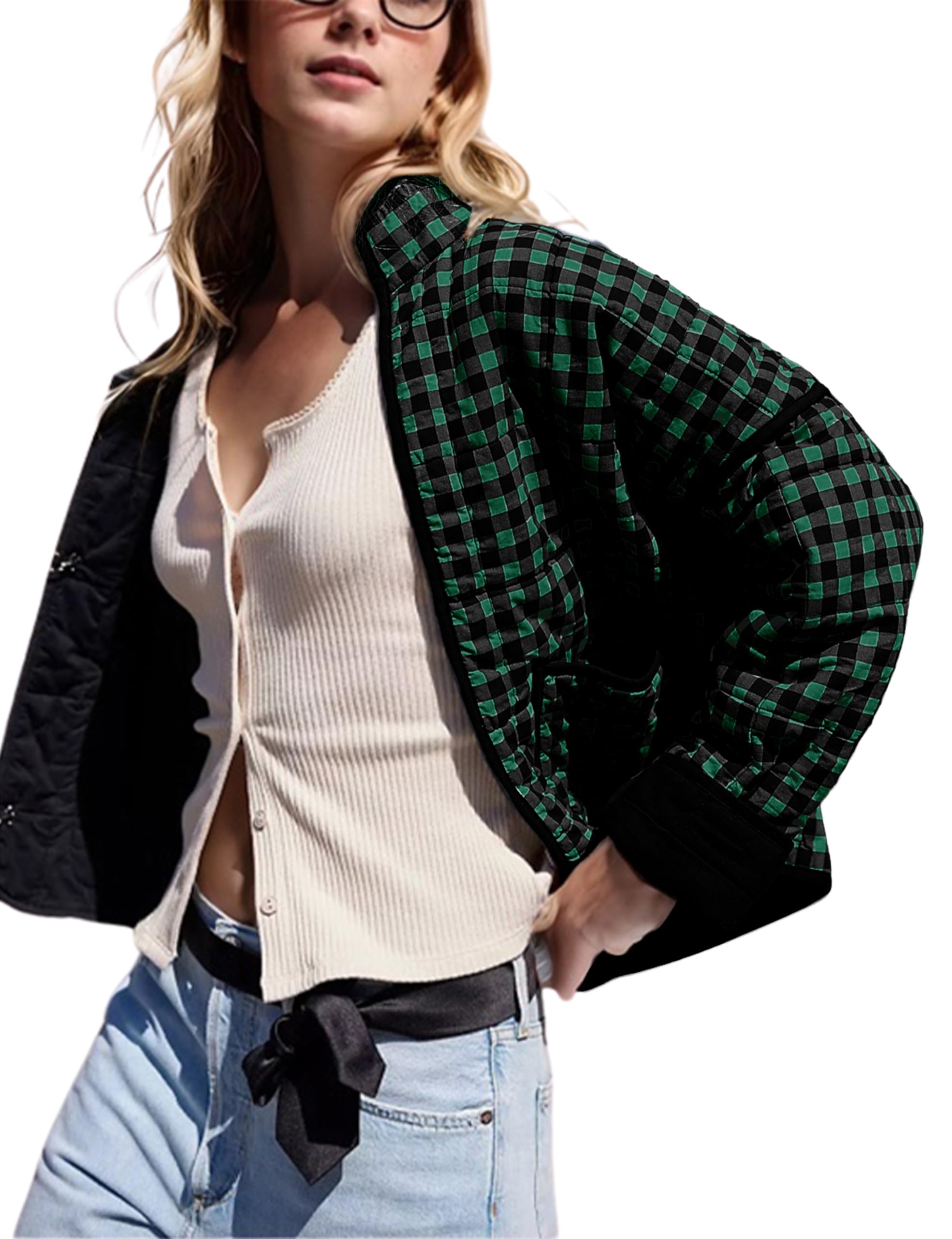 Jaqueta Omoone Cropped Acolchoada Com Estampa Floral Feminina