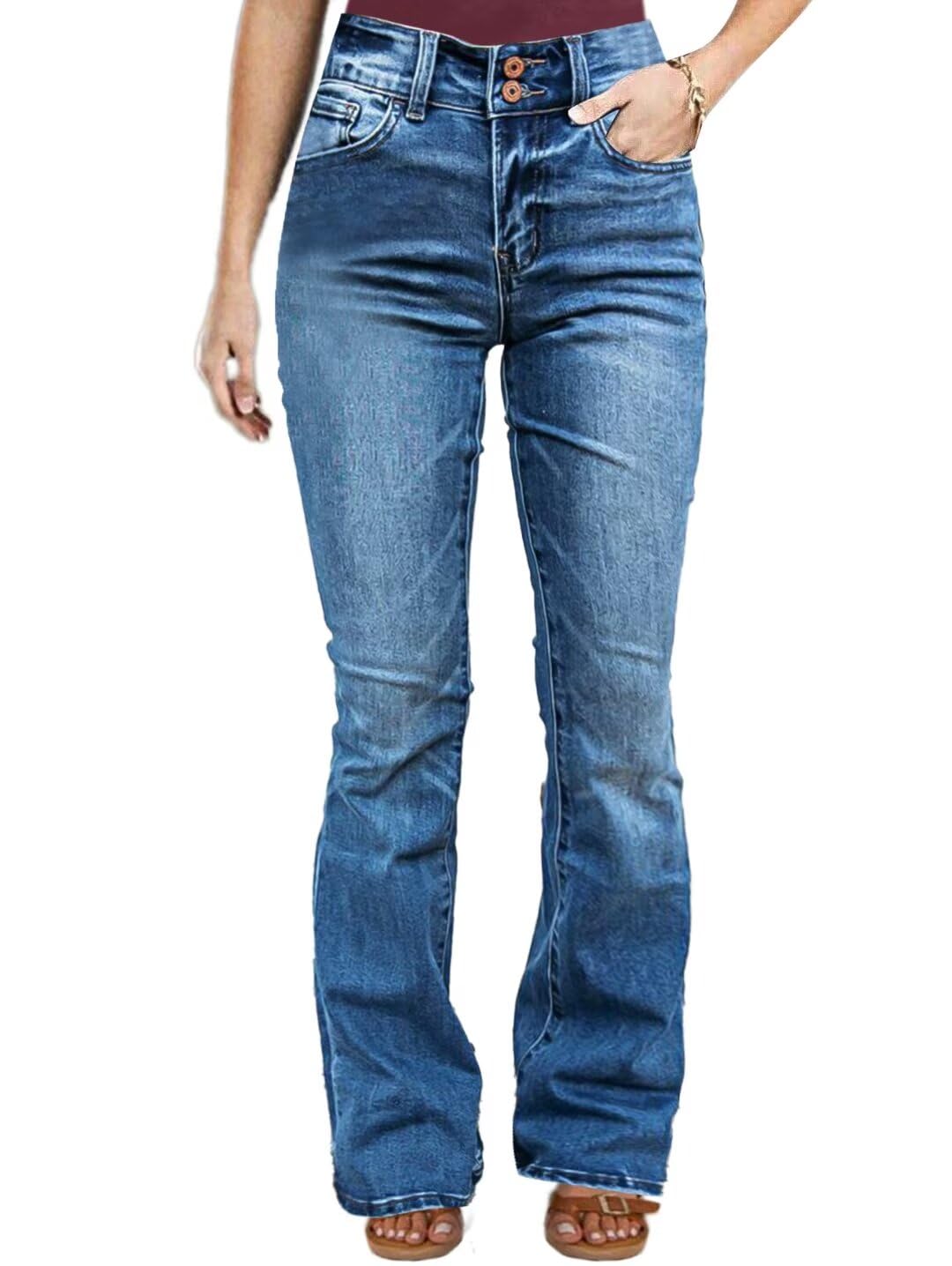 Jeans Flamingals Butt Lifting Bootcut Sky Blue Para Mulheres S