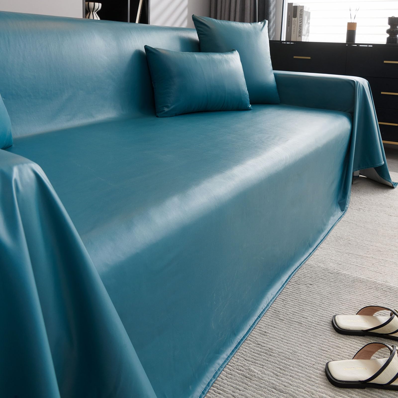 Capa De Sofá Vctops Impermeável Em Couro Sintético Pu Para Seccional