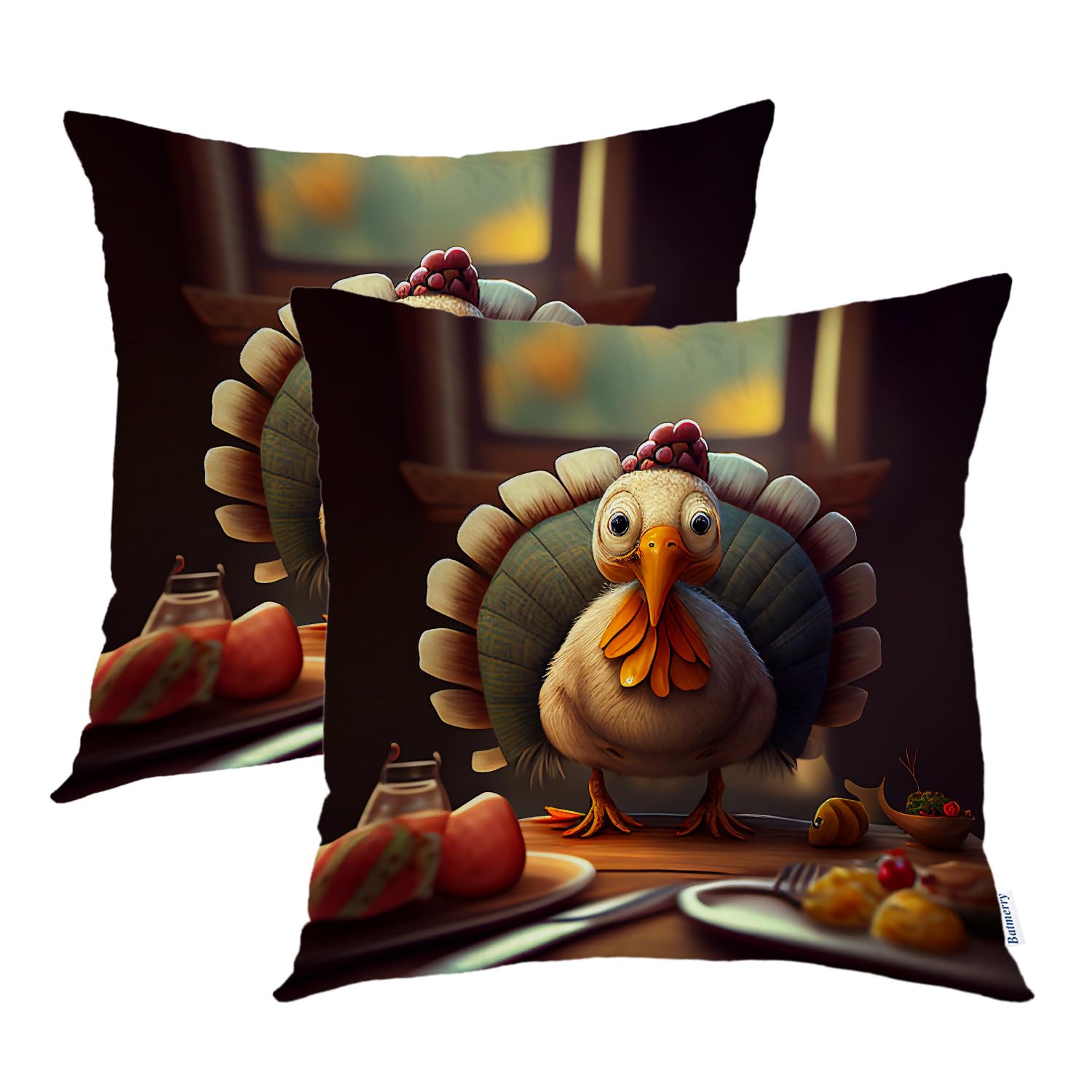 Capa De Travesseiro Batmerry Thanksgiving Day Happy Turkey 50x50cm