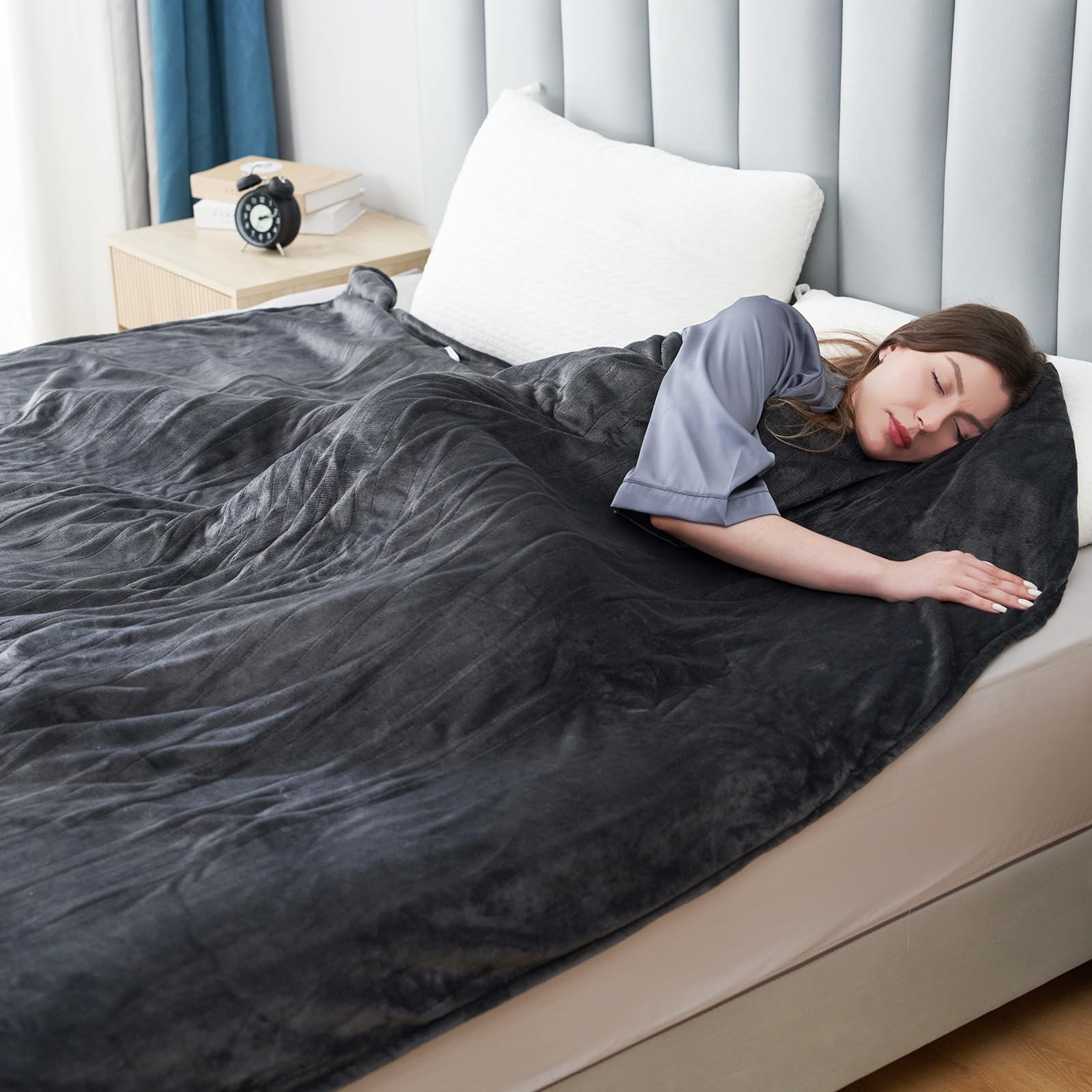 Cobertor Elétrico Aquecido Throw Eydna 50x60cm Cinza Escuro