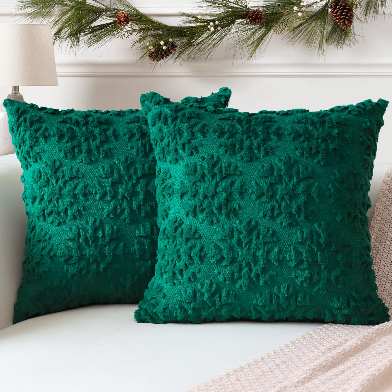 Capas De Almofada Otostar Xmas Snowflake Green 60x60cm, 2 Unidades