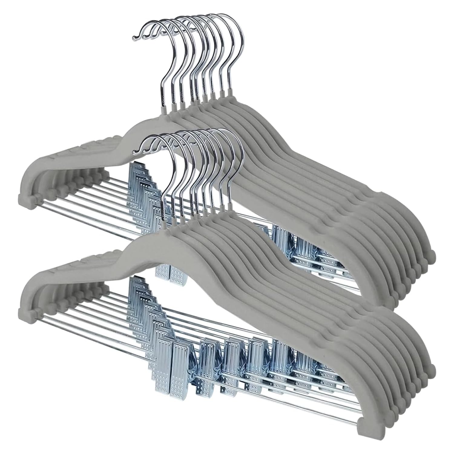 Pants Hangers Stormix, Pacote Com 24, Saia De Veludo Com Clipes, Cinza
