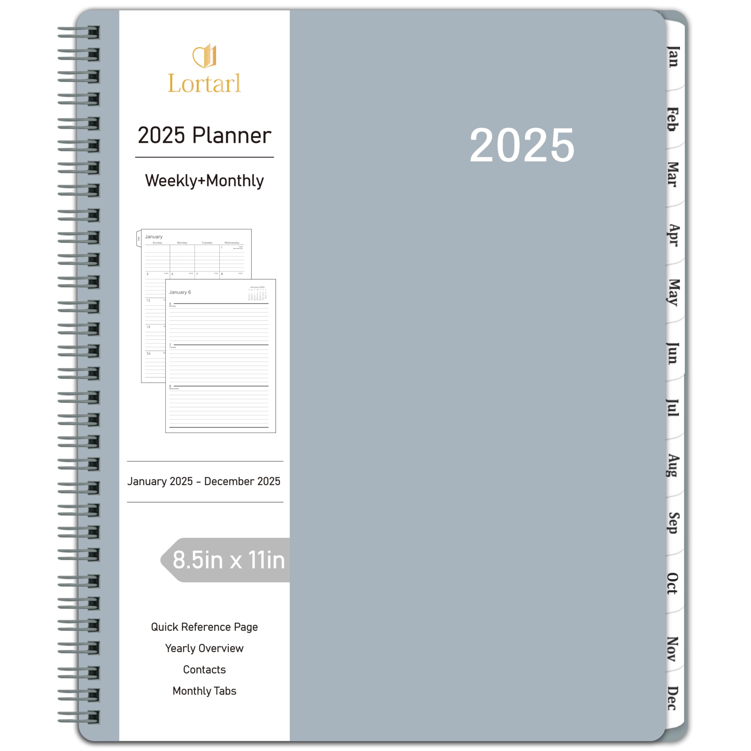 Agenda Mensal Semanal Lortarl 2025, Encadernada Em Espiral, 21x28cm