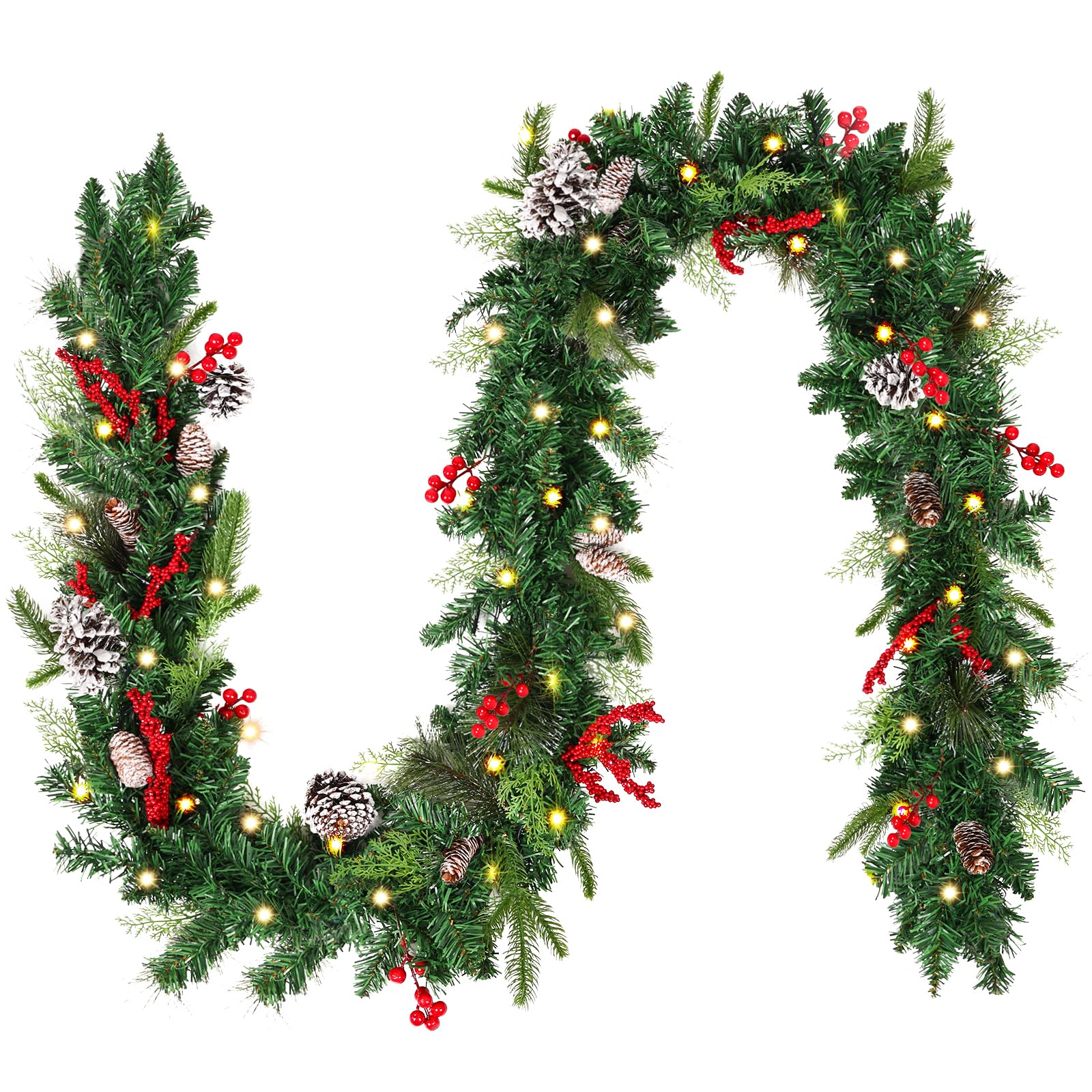 Guirlanda De Natal Cewor De 9 Pés Com 50 Luzes Operada Por Bateria